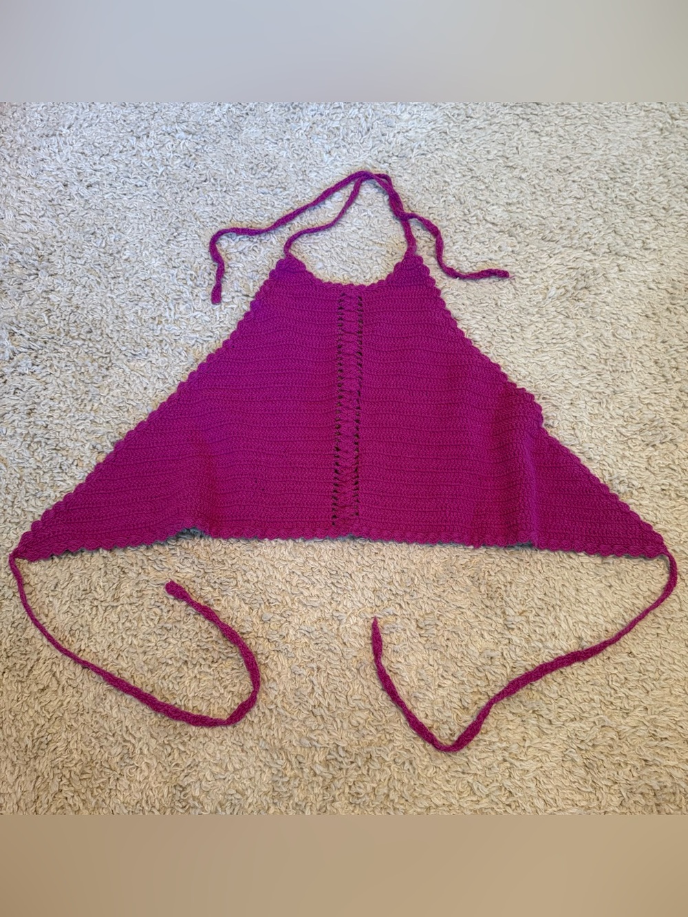 Fuchsia Crochet Halter Crop Top
